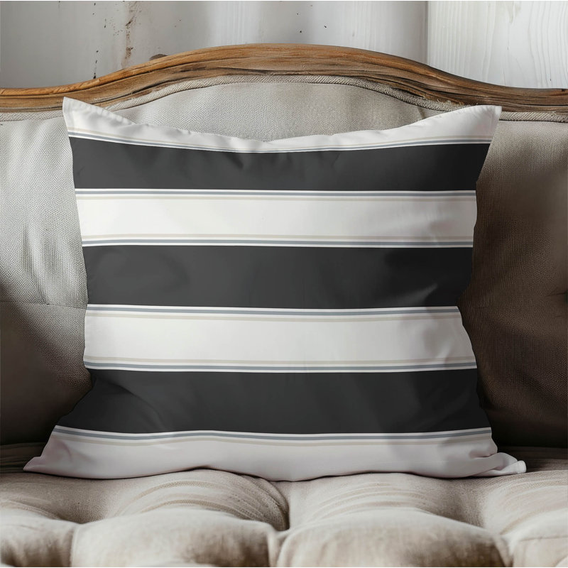 Cabana Stripe Indoor Pillow, Charcoal, Square 20"