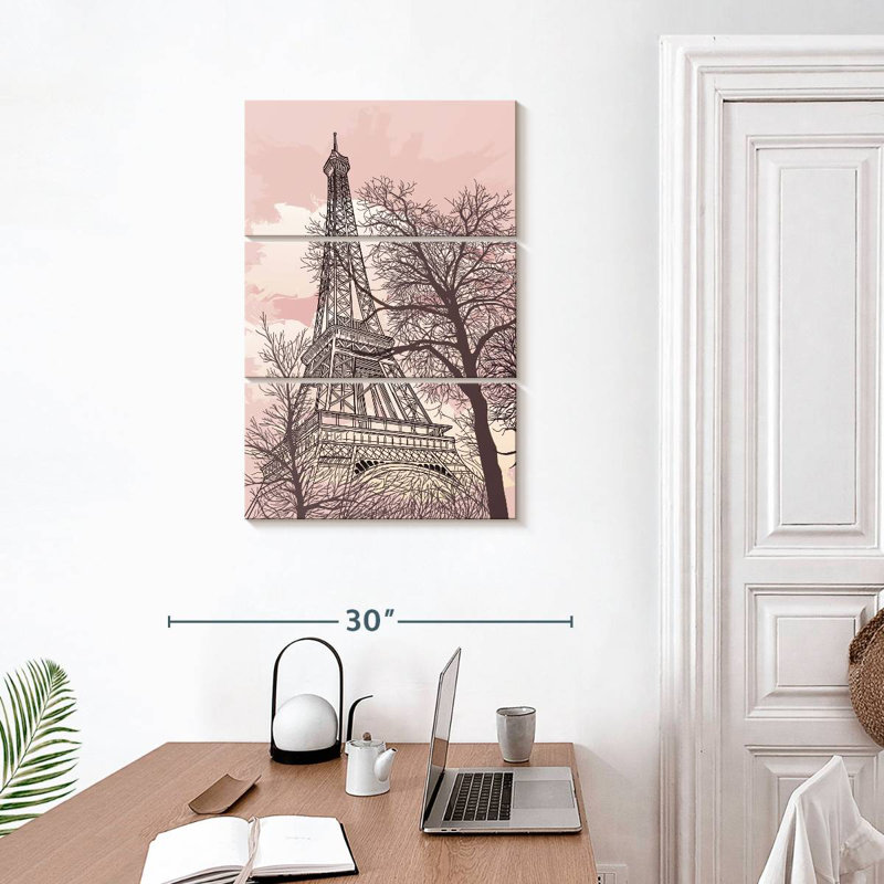Nicci Eiffel Tower Pink Sky, 32" H x 20" W