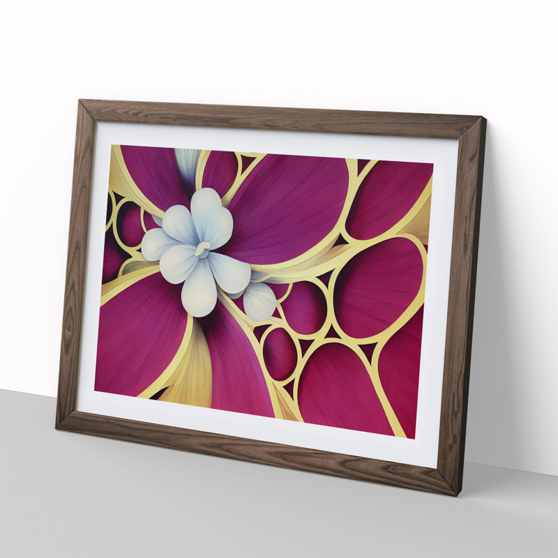 Sublime Modern Flower Art - Single Picture Frame Print, 46cm H x 64cm W x 2cm D, Walnut Framed