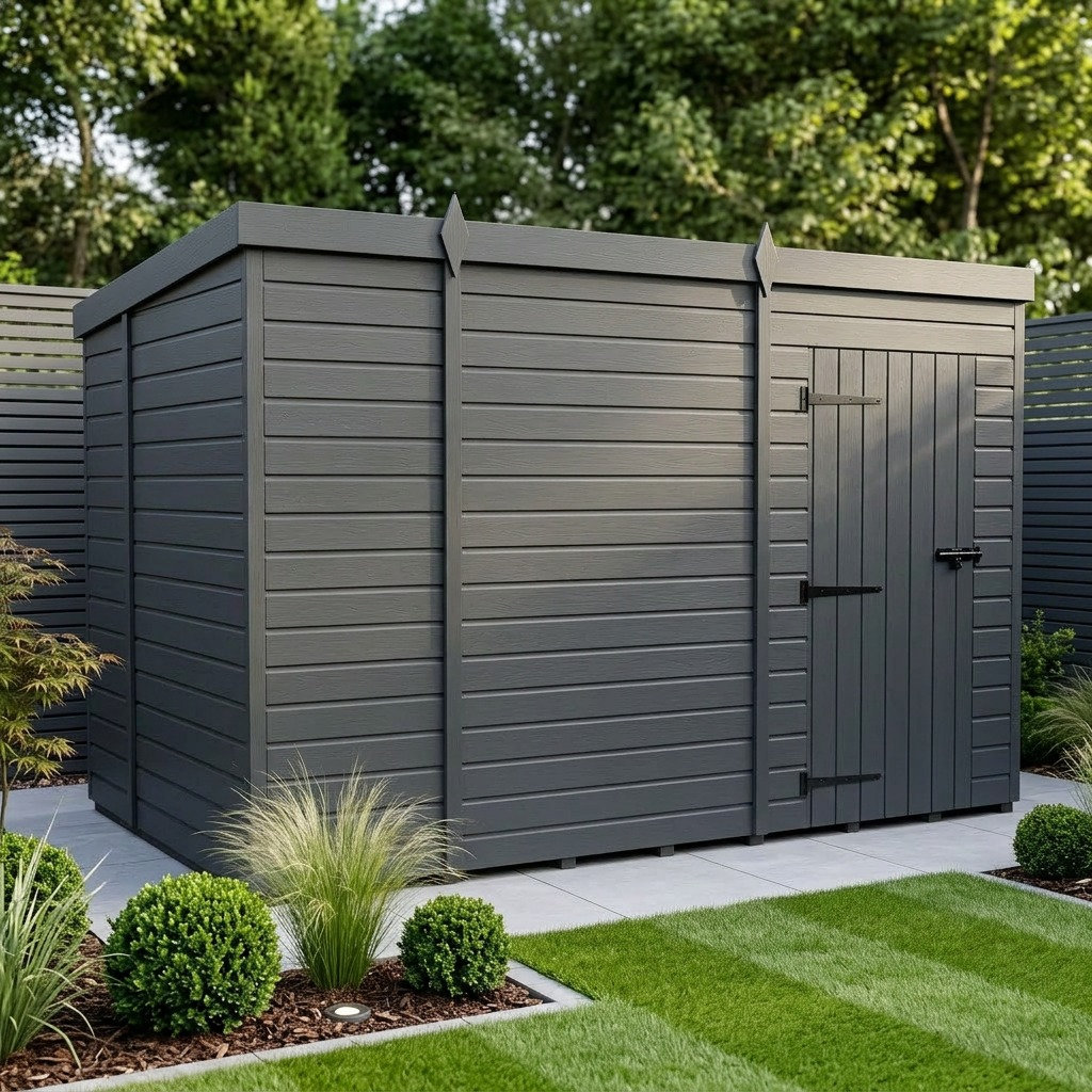Total Sheds 11ft x 7ft Composite Pent Garden Shed - Single Door - No Windows - EPDM Rubber Roof - UK Manufactured