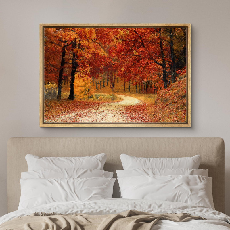 «Autumn Fall Vibrant Orange Forest Trees Nature Landscape», grande impression sur toile encadrée, H 24 po x l 36 po