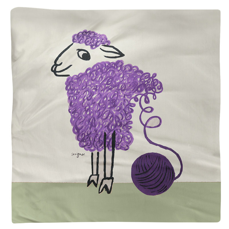 Serviette de coton 10 po en laine rétro Raymond Savignac, Mauve