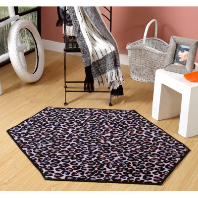 Tapis noir / gris à imprimé animal