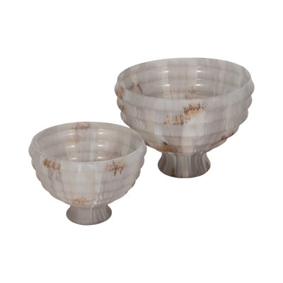 Glass Pedestal Bowl Opal Finish, Multi