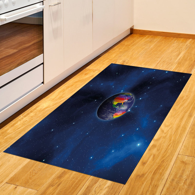 Dark Blue High Density Long Fiber Poly Threads Decorative Area Rug Carpet, Rectangle 2'7" x 5'