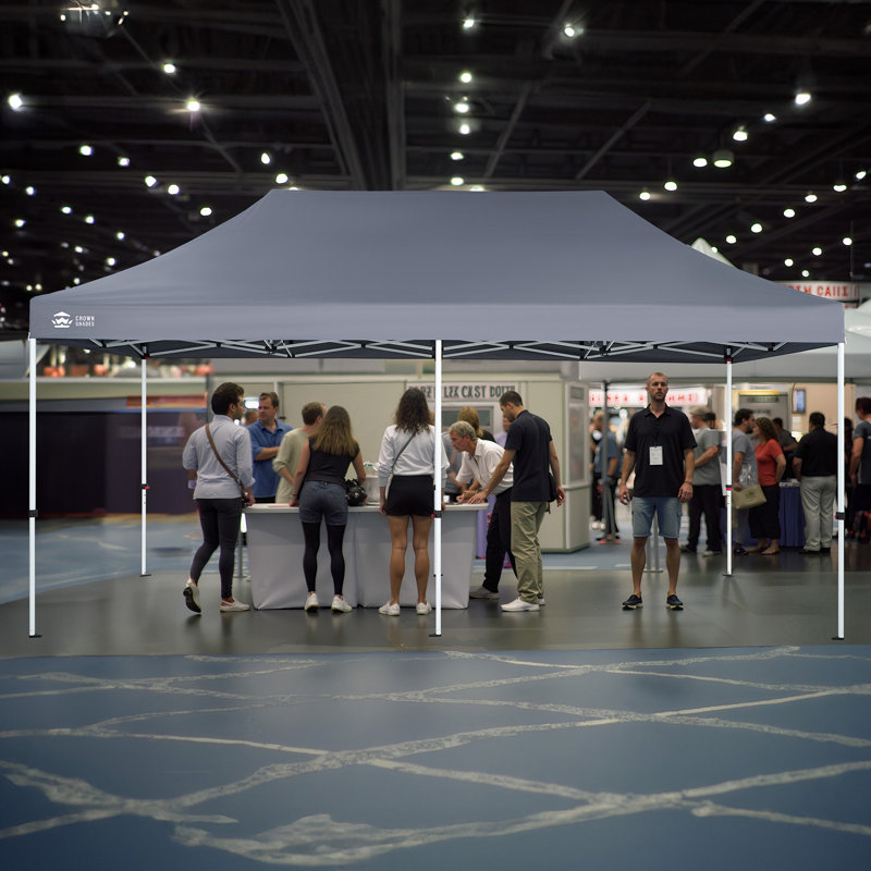 Commercial 20 Ft. W x 10 Ft. D Pop Up Canopy Thicken Frame Heavy Duty Tent for Events Gray, Gray, 108" H x 240" W x 120" D