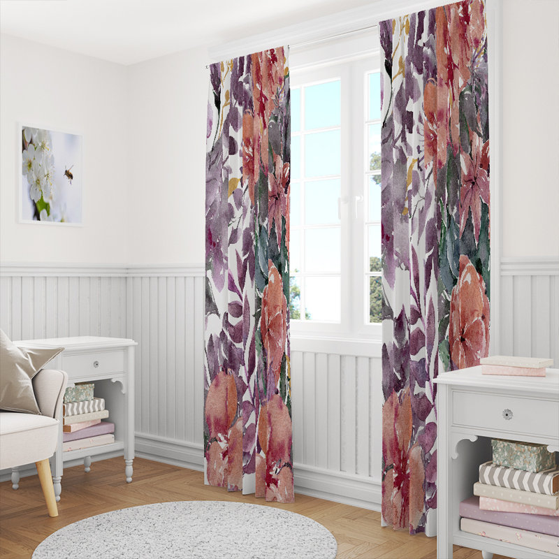 Panneau de rideau floral semi-transparent, L 20 po x L 82 po