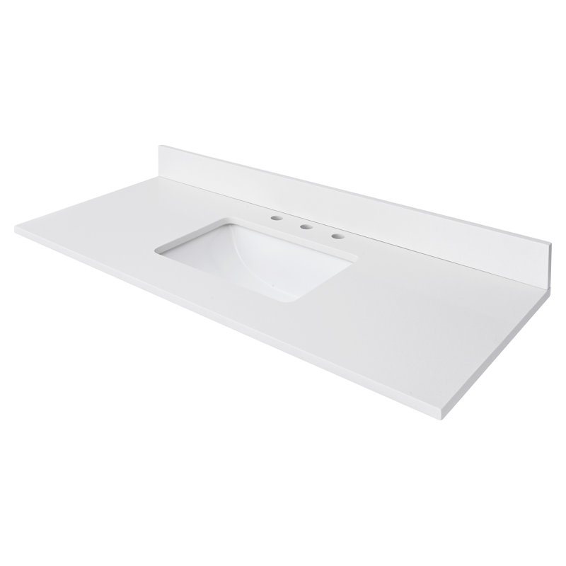 49'' Quartz Single Bathroom Vanity Top with Sink, Everest White