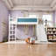 Grand lit mezzanine double en bois massif avec tablettes de rangement et glissoire amovible-129527508-129527509