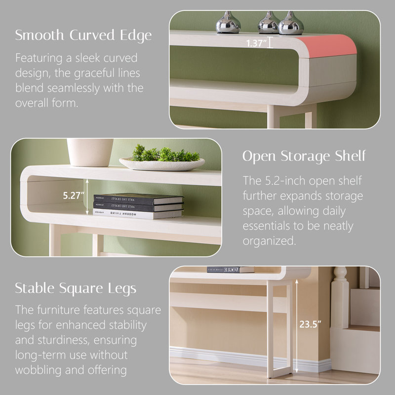 51" Manufactured Wood Console Table, White