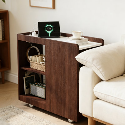 Table d'appoint 27 po avec rangement, table mobile multifonctionnelle pour la cuisine de bureau à domicile