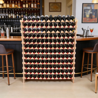 Support à vin en bois de grande capacité pour 144 bouteilles, armoire de plancher modulaire empilable, rangement à vin autoportant et présentoir pour bouteilles standard de 750 ml