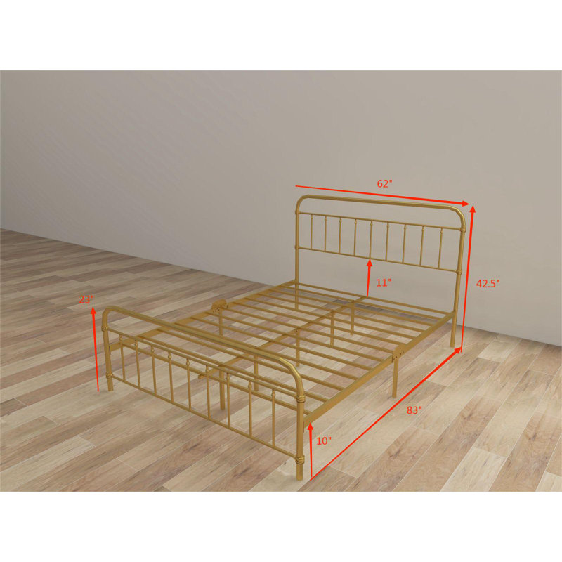 Colina Metal Bed, Queen, Light Gold