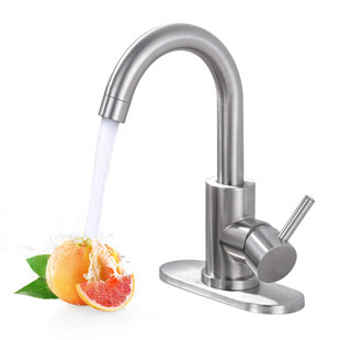Single Handle Stainless Steel Bar Kitchen Faucet With Swivel Spout And Deckplate