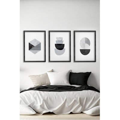 Ensemble de 3 panneaux décoratifs élégants en bois aggloméré, cadre en bois massif, 13,4 x 19,3 x 0,6 pouces | Œuvre d'art 100% MDF avec impression numérique | Parfait pour le salon, la chambre à coucher et le bureau, design élégant et moderne