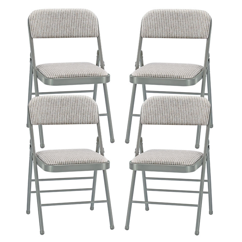 Hyosuke Fabric Padded Stackable Folding Chair Folding Chair Set, White