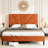 Queen Size Bed Frame Of Metal And , Antique Brown, Square Platform With Under - Storage, Modern Design Concept, No Box Spring Needed Brown Upholstered Frame, Easy Assembly, Even Weight Bearing-78249539