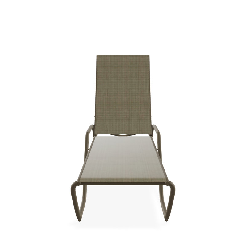 Outdoor Rust-Resistant Metal Chaise Lounge, Textured Beachwood, Elevation Stone