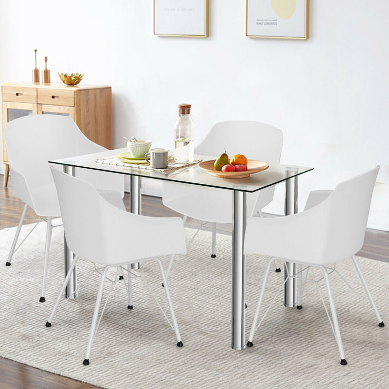 Ensemble de table de salle à manger George Oliver et 4 chaises en plastique moulé