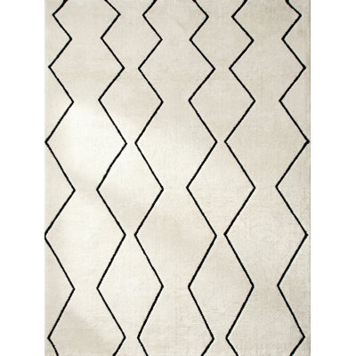 Rug Branch Lenya 8' x 11' (7'10" x 10'10") Beige/Black Trellis Indoor Area Rug, Comtemporary, Medium Pile, Stain-Resistant Carpet - Living Room, Bedroom, Dining Room, and Kitchen