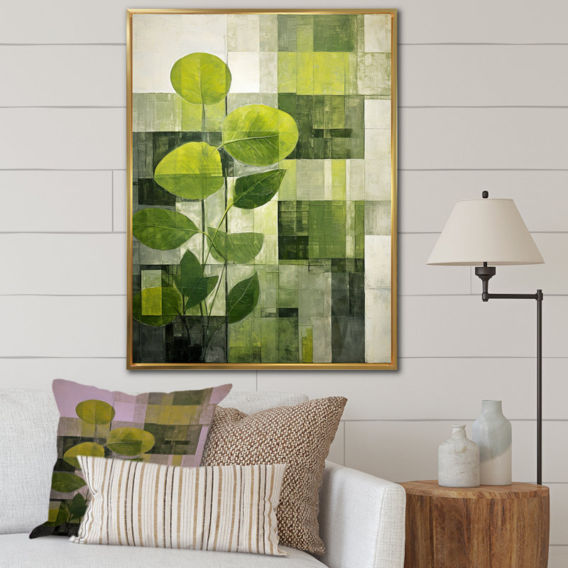 Plantes vertes écologiques Symphony IV - Botanicals, art mural, Encadrement doré, H 40 po x l 30 po