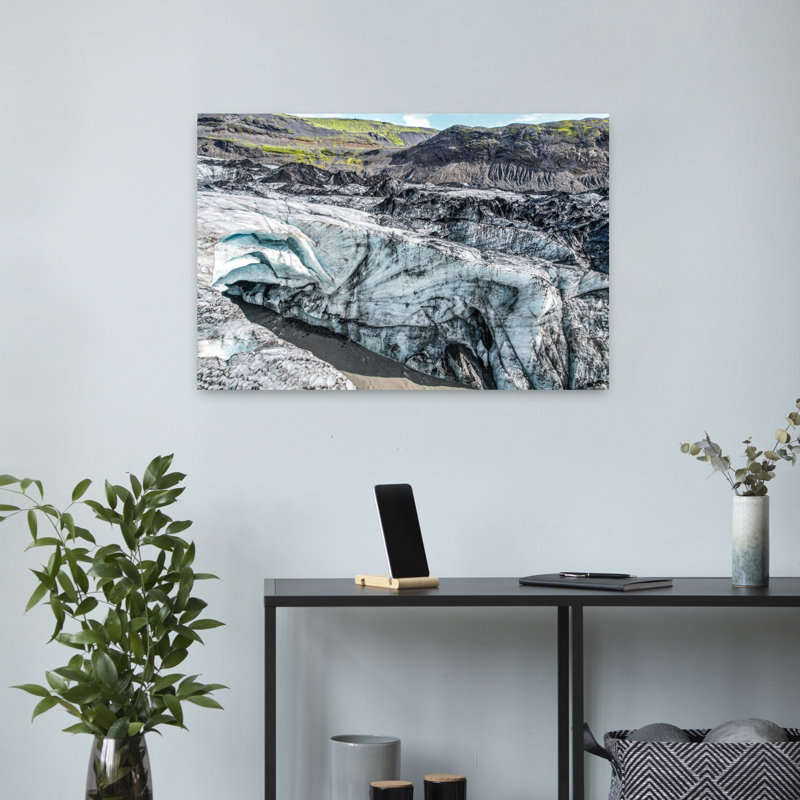 Glacier, cascade, Islande, art mural contemporain, H 16 po x l 24 po