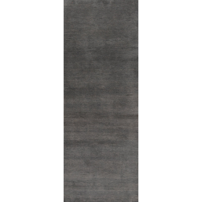 Solid Charcoal Gabbeh Persian Runner Rug 3x10