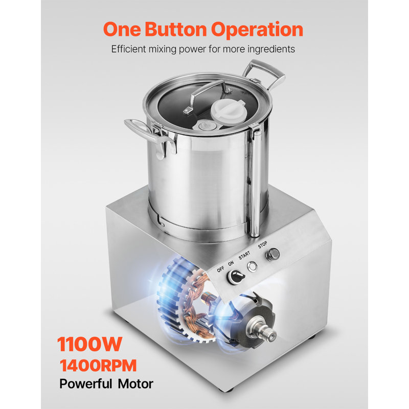 Food Processor & Vegetable Chopper, 10.6 Quart Food-Grade Stainless Steel Food Processor Chopper with 2 Extra S-Curve Blades, Idea for Chopping Vegetables, Fruit, Grains, Nuts