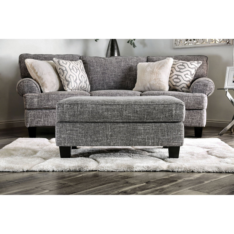 Repose-pieds de cocktail rectangulaire avec rangement Blithes, Mélange de polyester gris