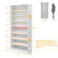 Armoire à chaussures à 9 niveaux, armoire à chaussures en bois robuste, armoire à chaussures haute autoportante avec tablettes réglables et rangement ouvert pour entrée, couloir, salon, vestiaire, blanc