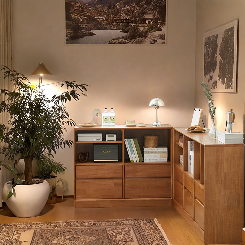Bibliothèque en bois massif avec tiroirs Ghirasim