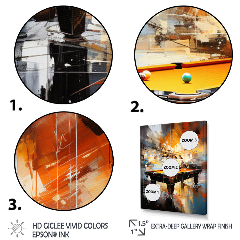 Billard Cueball Symphony An I - Billiards Large, art mural, Encadrement doré, H 32 po x l 16 po x P 1 po
