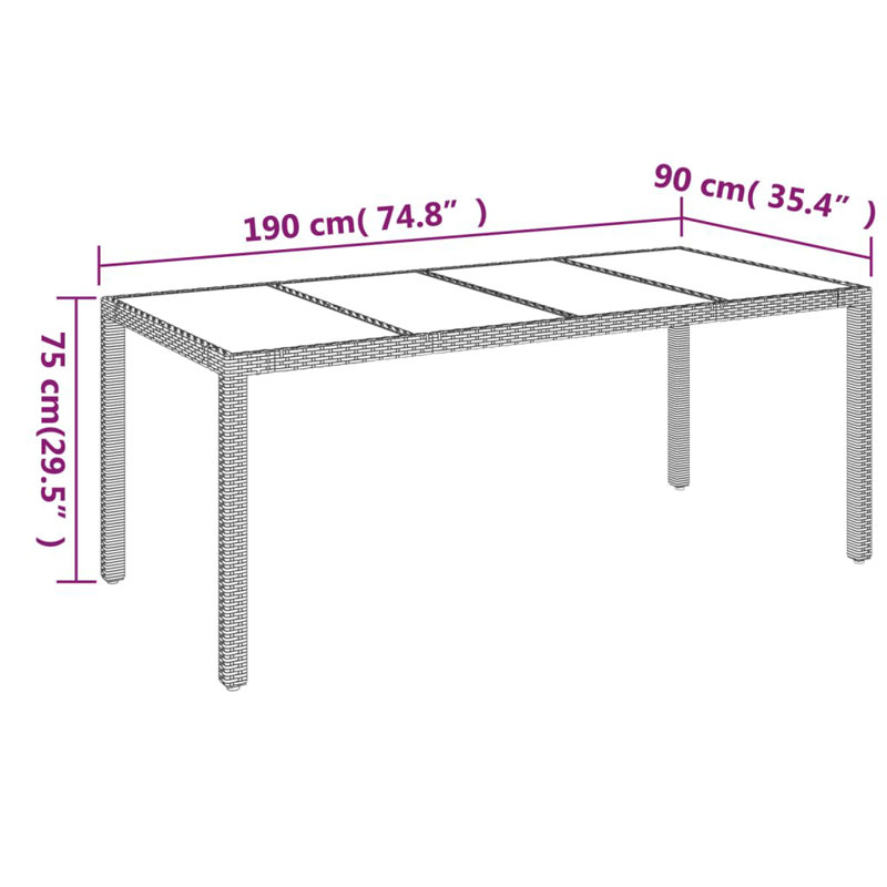 Dasjah 6 - Person Wicker Patio Dining Set with Rectangular Table , Cushions Included, White, Black