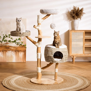60'' H Deluxe Log trunk rattan cat climbing frame
