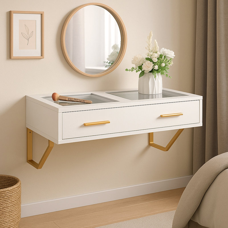 Chanee Dressing Table, White/Beige/Cream
