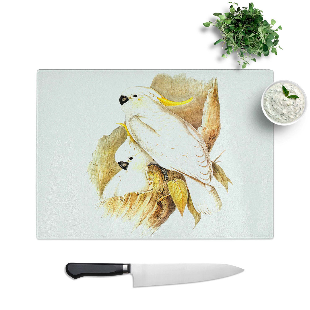 Tempered Glass Crested Cockatoos Chopping Board