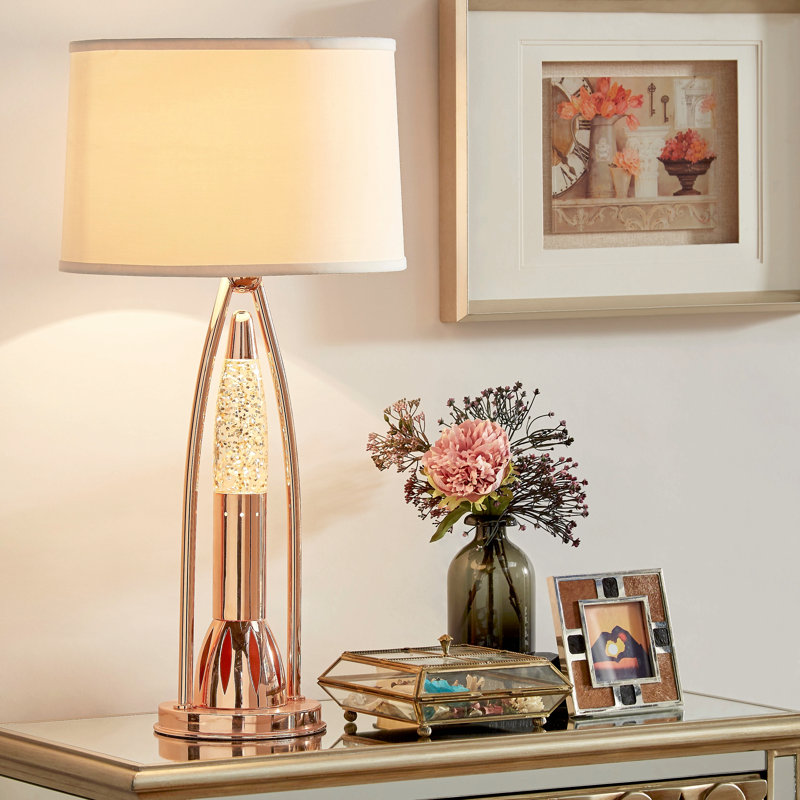 Lampe de table Gerry avec interrupteur à 3 ampoules à 4 voies, cuivre et métal 30 po