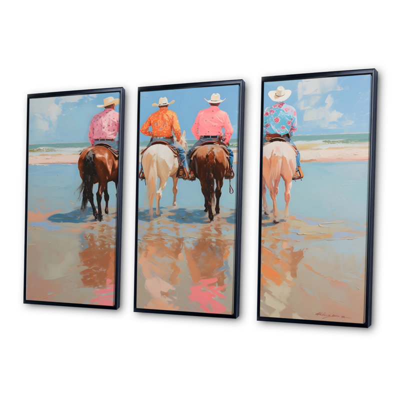 «Square Dancing Cowgirls In Austin Texas I», ensemble d'impressions d'art mural, Toile avec cadre flottant noir