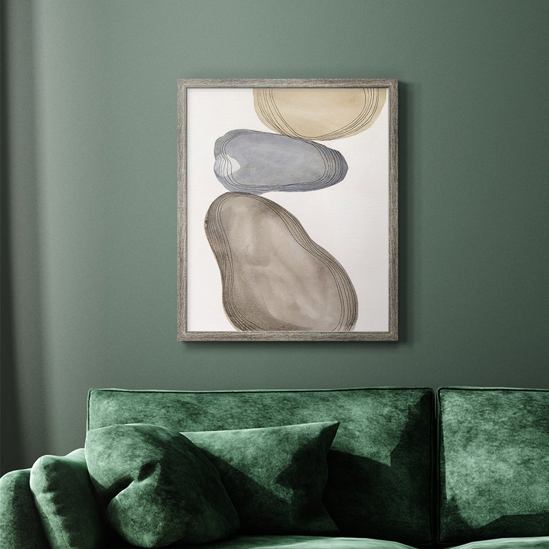 River Rocks Contour II, toile encadrée de qualité supérieure - prête à être accrochée, Gris, H 24 po x l 20 po