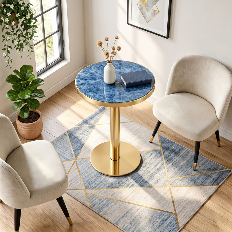 Table bistro 23,6 po Modern Luxury, Blue/Gold