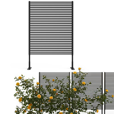 Metal Privacy Screen 47x71 Inch Outdoor Freestanding Rust-Resistant Fence Panels for Balcony, Yard, Garden, Patio, Brown