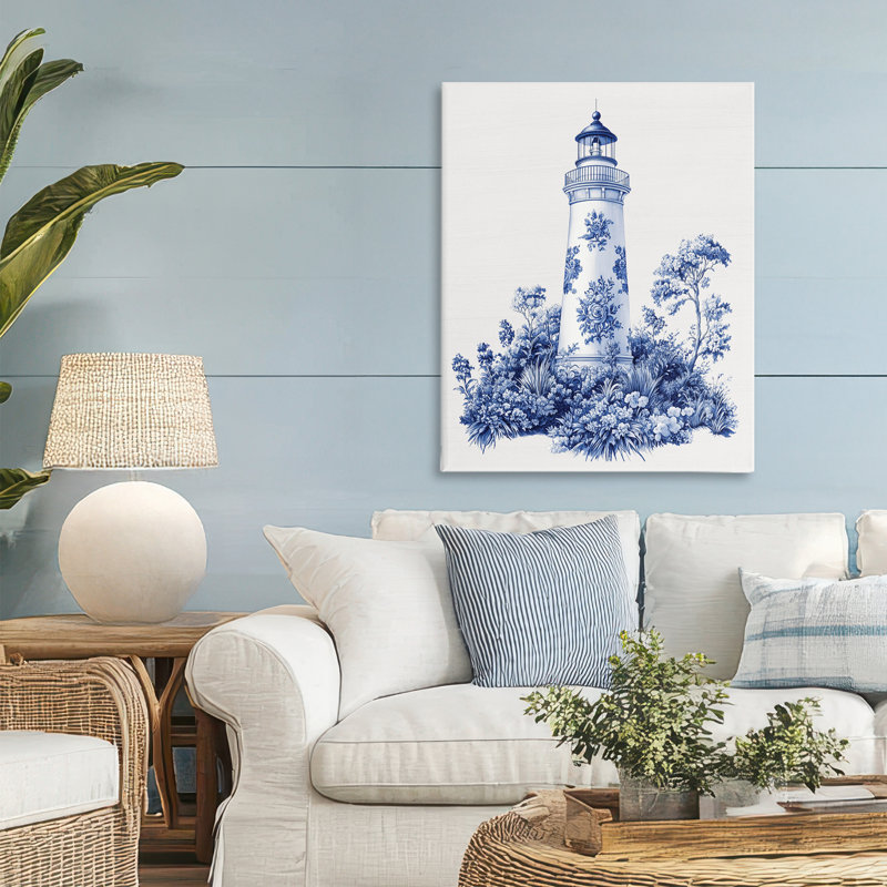Toile à motif de toile de phare, design par lettré et doublé, H 30 po x l 24 po