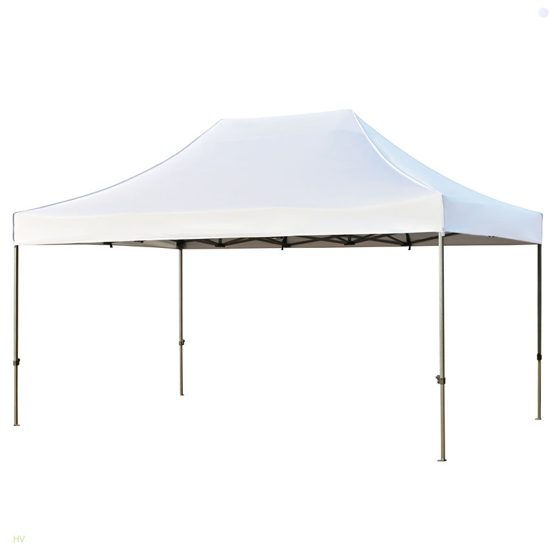 Tente à auvent escamotable, tente de réception robuste avec 4 parois imperméables et protection contre les rayons UV, Blanc