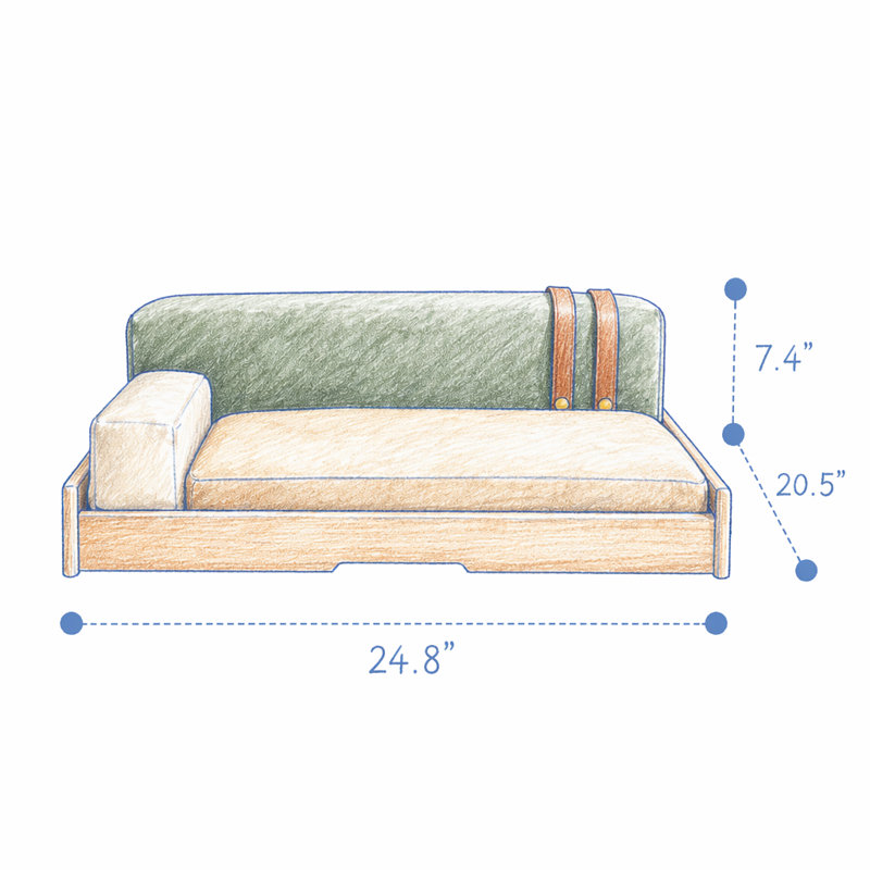 Lit en bois pour animaux de compagnie pour chats et chiens, tissu résistant aux rayures, coussin amovible, 24.8, Wood