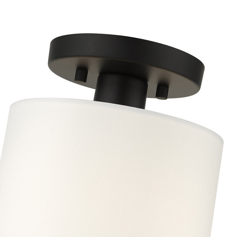 Carita Fabric Semi Flush Mount, 8.5" H x 7" W x 7" D, Black