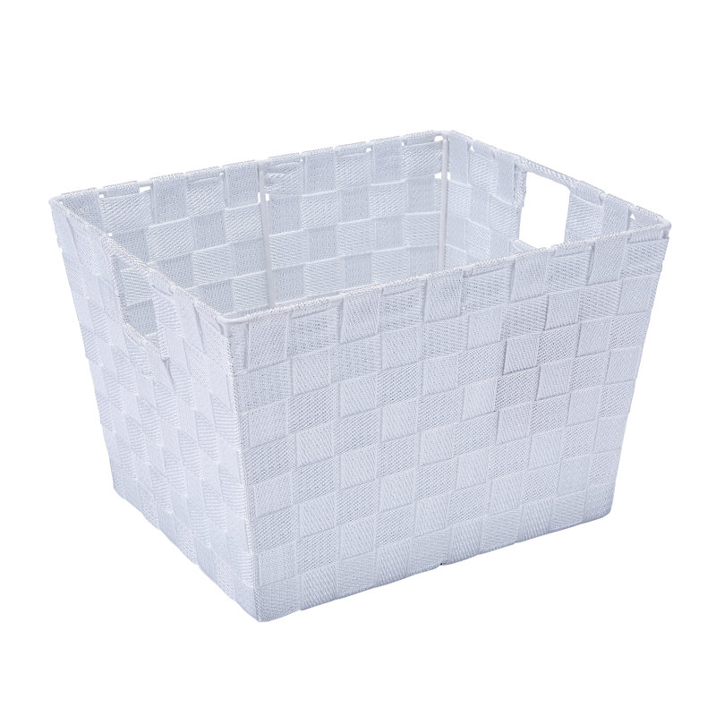 Medium Black and Silver Polypropylene Rectangular Storage Basket