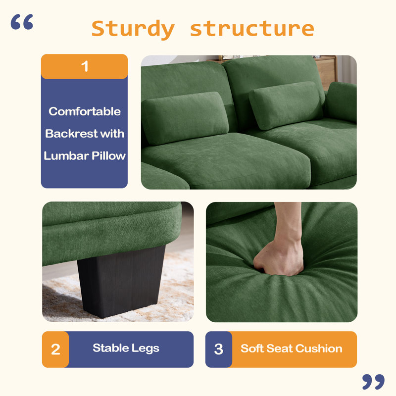 Canapé modulaire minimaliste modulaire Channel Cuffle, Green Chenille
