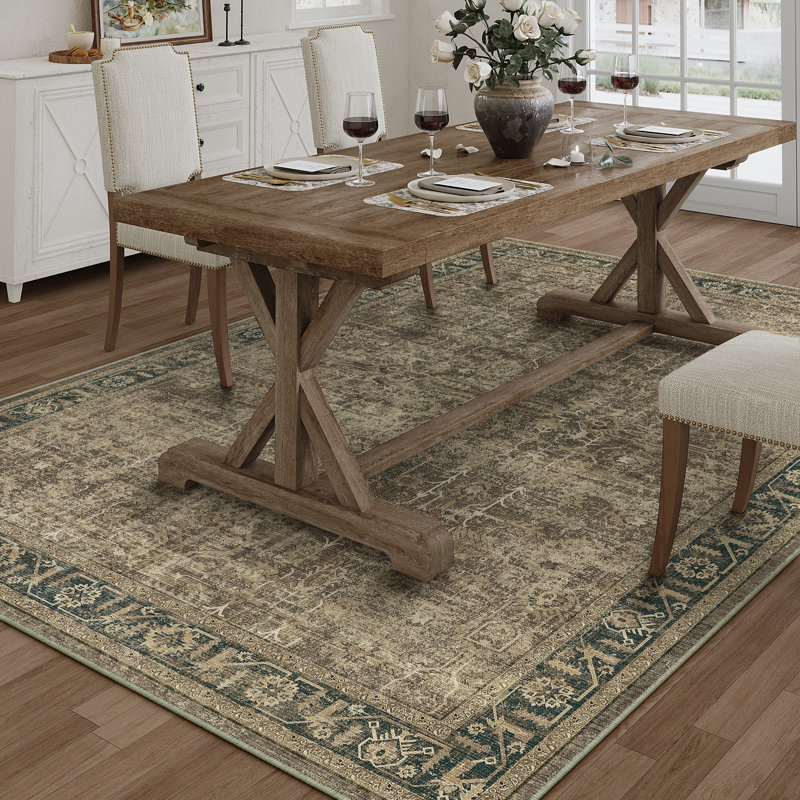 Tapis brun lavable avec envers antidérapant Ladonya, Rectangle 5 pi x 7 pi