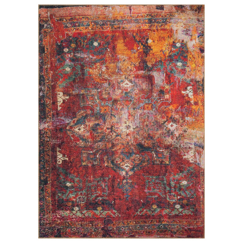 Sydnie 79 Machine Woven Red/Yellow/Green Rug, Rectangle 150 x 230cm