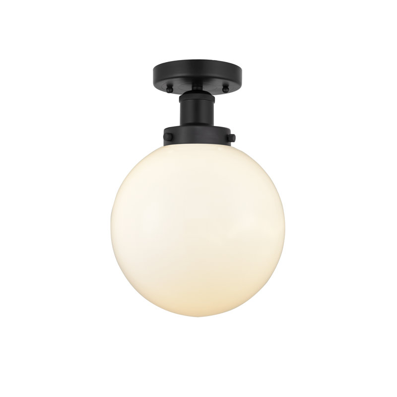 Plafonnier semi-encastré en verre Alfonsa, Noir mat, Blanc mat